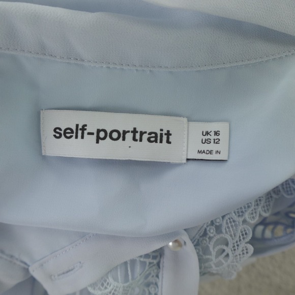 Self Portrait Dress Broderie Collar Chiffon Mini - Picture 5 of 16